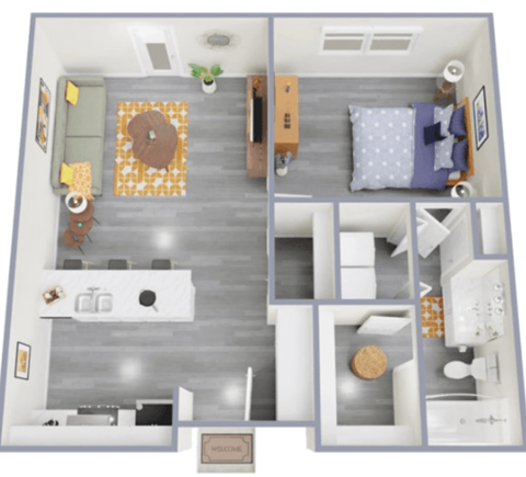 a1 floor plan  1 bedroom with 2 baths  1192 square feet